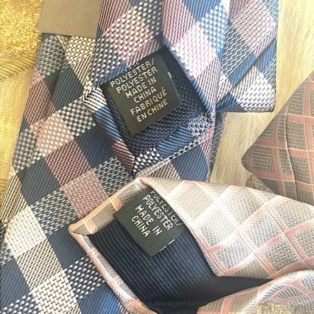 Brand New Michael Kors Set of 2 Ties Checkered Plaid Satin Sheen Business Office